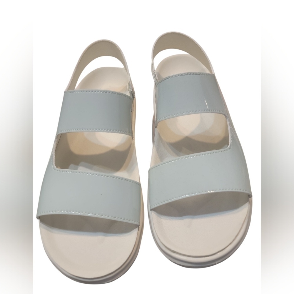 Mark Nason Malaga-Elena Light Blue & Zebra Sandals Size 9 With Carry/storage Bag